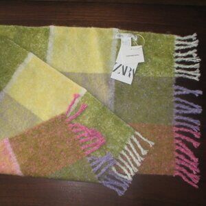ZARA Pastel Plaid Soft 3% Wool Scarf - NEW WITH TAGS